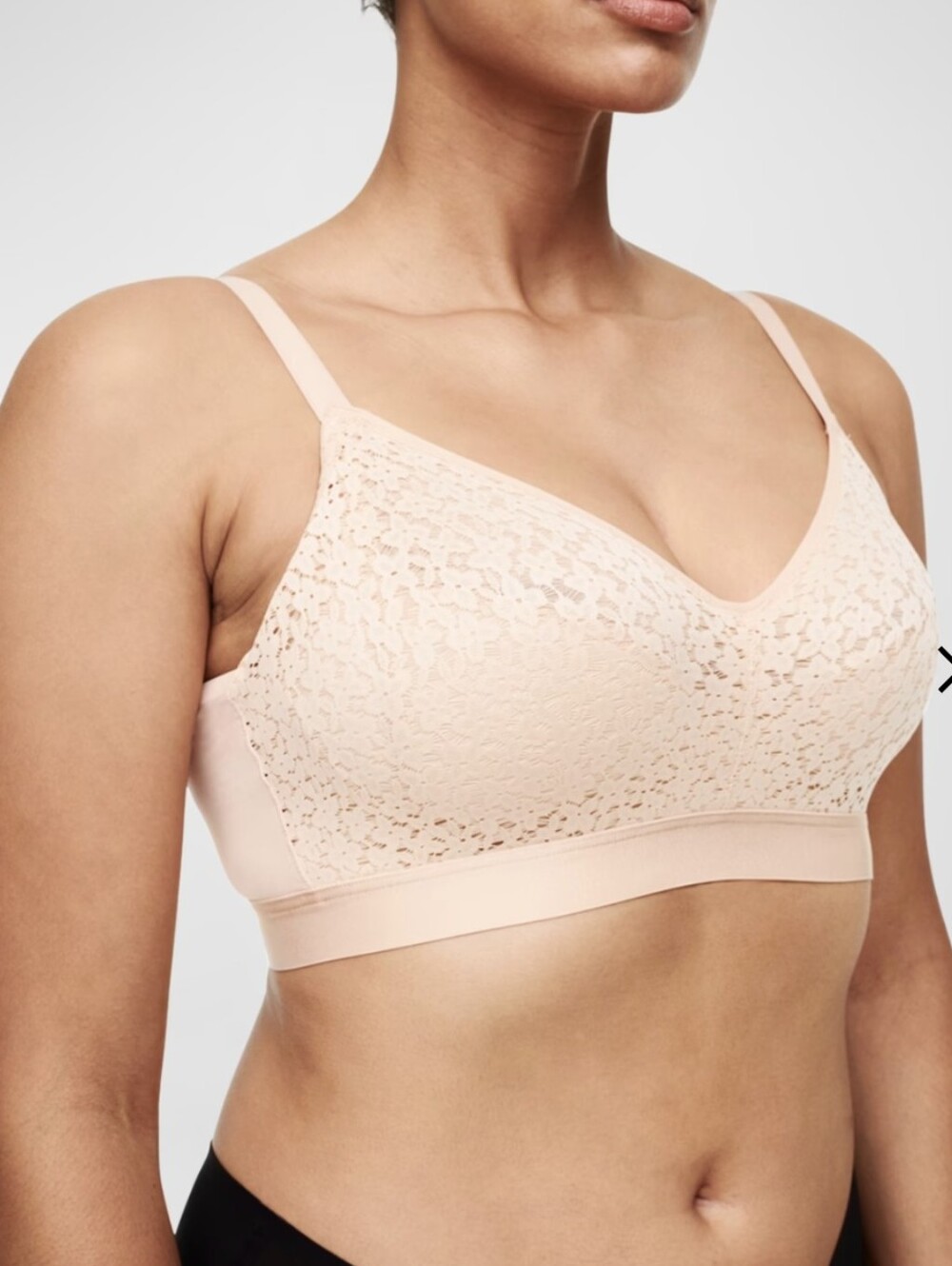 Chantelle Supportive Wireless Bra Lace Wireless Bralette - Light Beige Sz 38DDDD